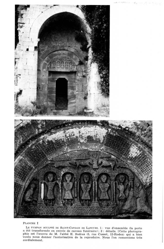 Le tympan de l'église Saint Caprais (cpa)