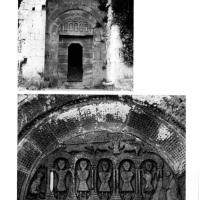 Le tympan de l'église Saint Caprais (cpa)