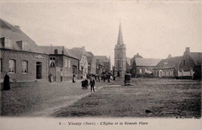 Viesly 59 l eglise saint martin et la grand place cpa