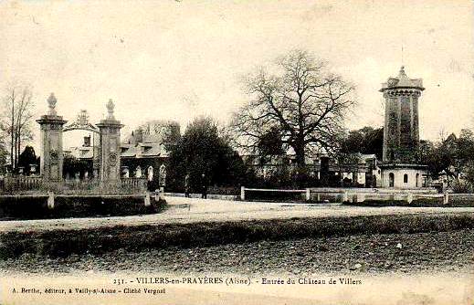 Villers-en-Prayères (Aisne) CPA l'entrée du château