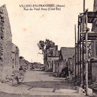 Villers-en-Prayères (Aisne) CPA la rue du Vieil-Arcy 1914-1918