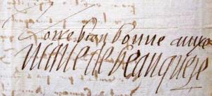 Autographe marie de beaucaire 1595