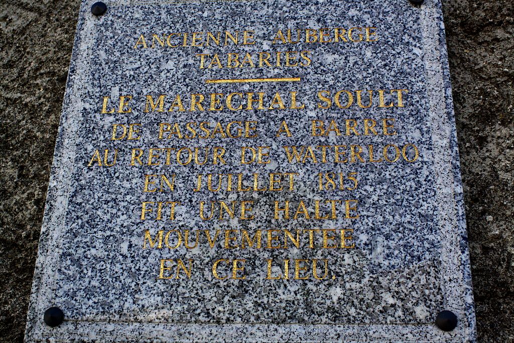 Barre tarn plaque emplacement auberge tabaries