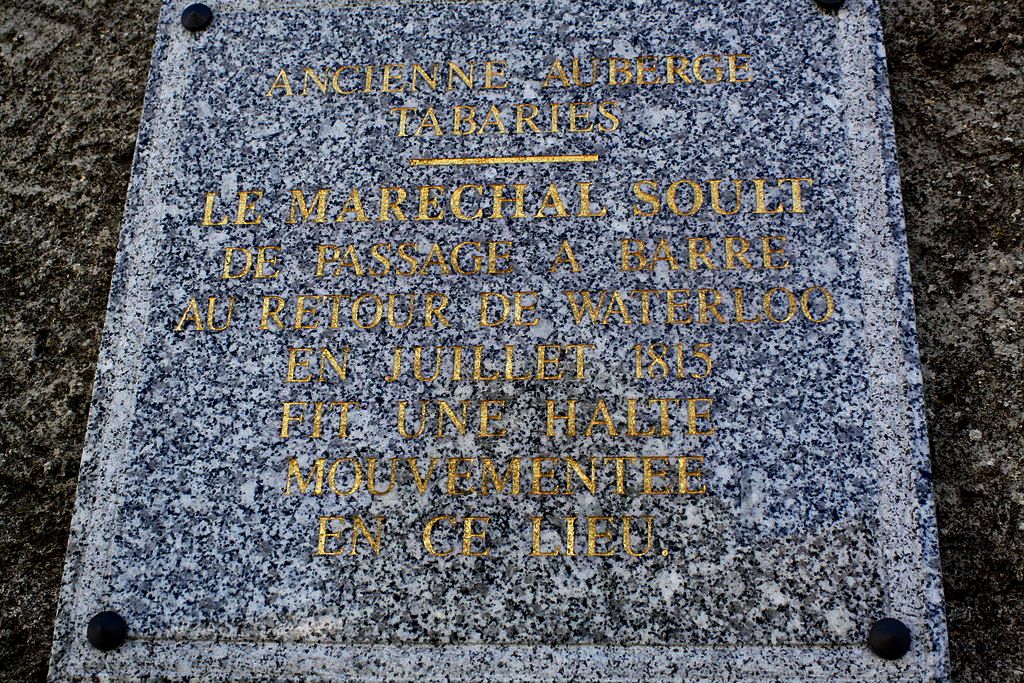 Barre tarn plaque emplacement auberge tabaries