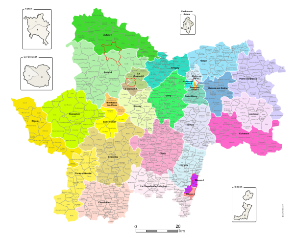 Cantons de saone et loire