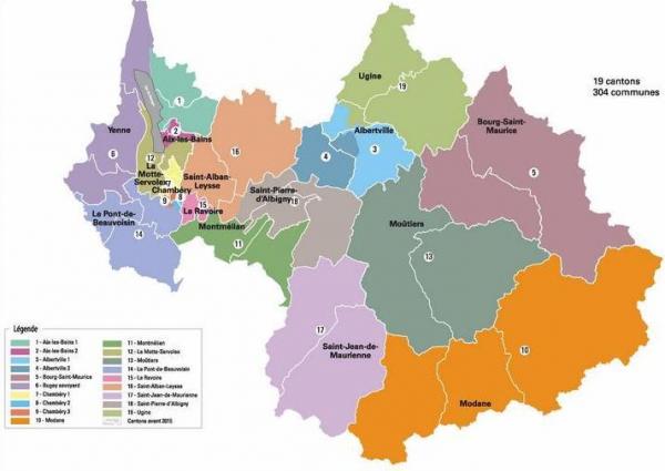 Dept savoie cantons et arrondissements