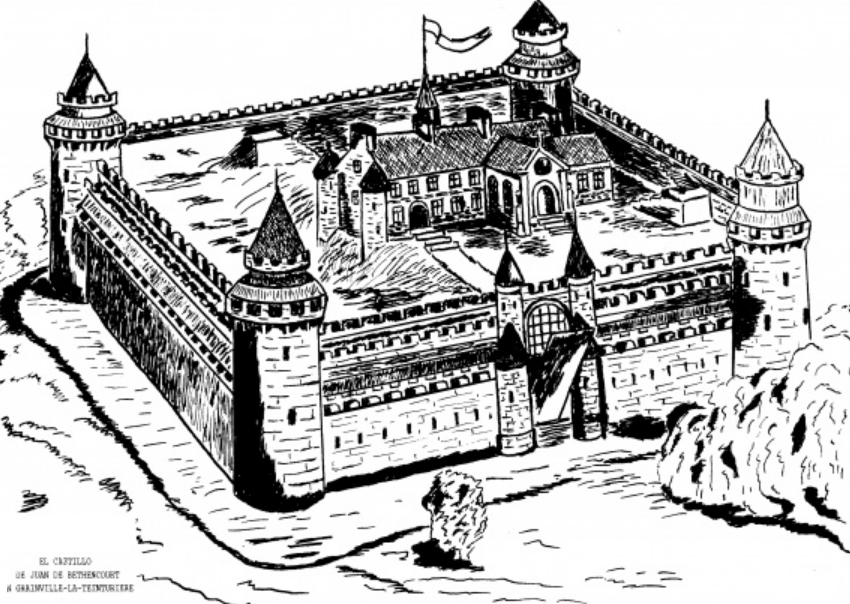 Grainville la teinturiere seine maritime le chateau de jean de bethencourt avant 1580 gravure