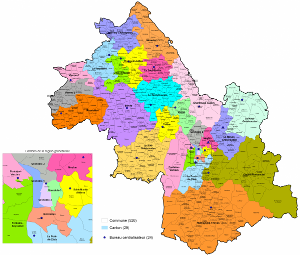 Isere carte cantons 2016