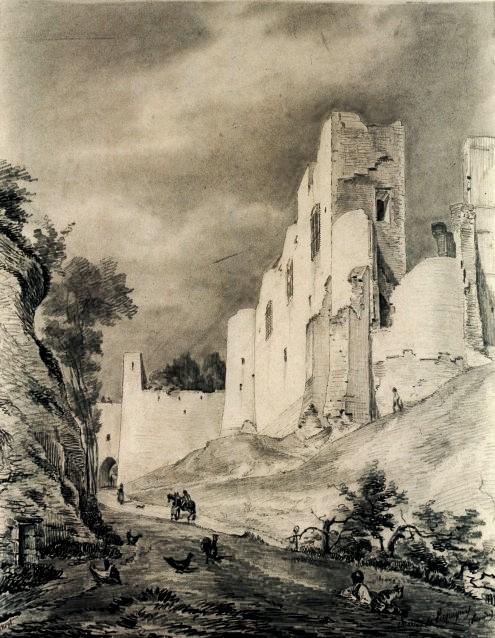 Picquigny somme le chateau gravure au xixeme siecle